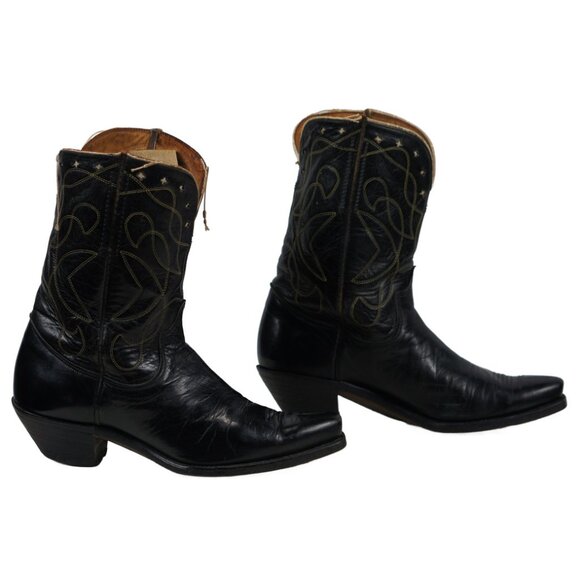 Kirkendall PeeWee Cowboy Western Boots Vintage 40s 50s Black Cutout Stars Mens 9 - Picture 6 of 14